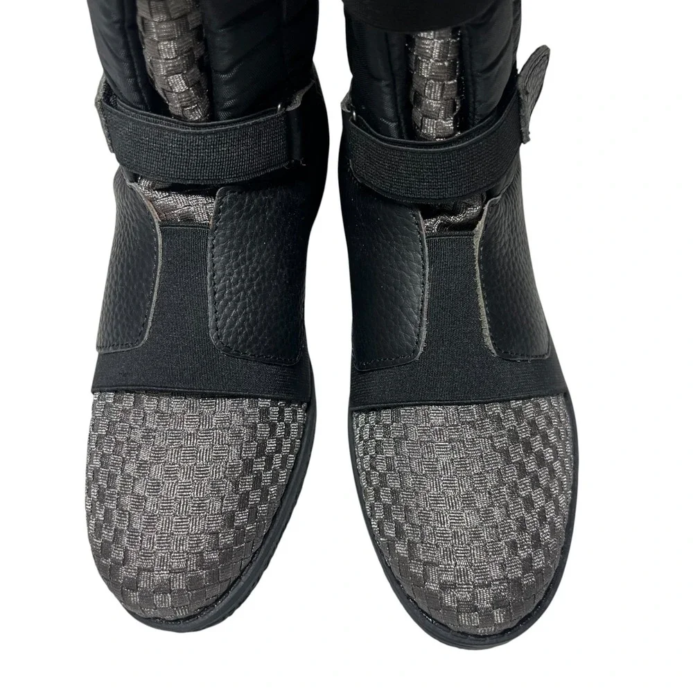 Bernie Mev Size 38 Black Quilted Puffer Woven Mid-Calf Boots Winter Comfort